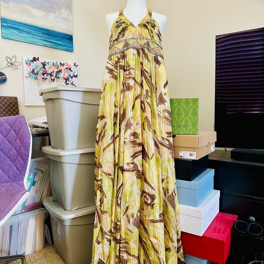 BCBG Chiffon Halter Gown